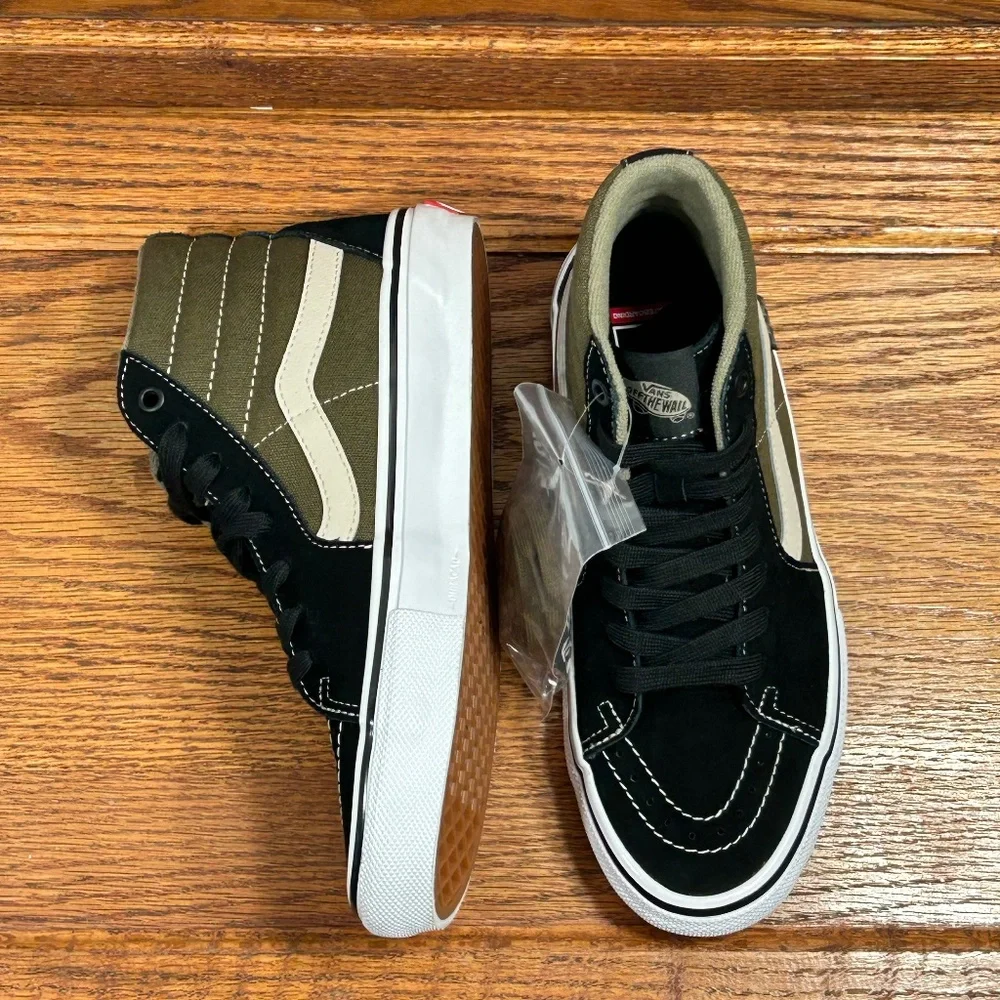 Vans Skate Sk8-Hi Black Olive Green High Top Skate Shoes VN0A5FCCBKA Mens 6.5‎
